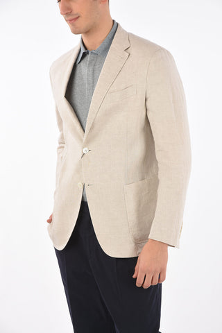 EZ LUXURY flax side vents notch lapel 2-button blazer