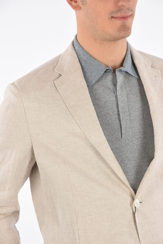 EZ LUXURY flax side vents notch lapel 2-button blazer