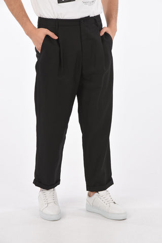 Single-pleated Chino Pants with Low Rise