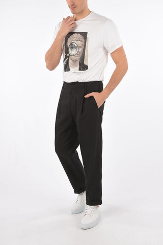 Single-pleated Chino Pants with Low Rise