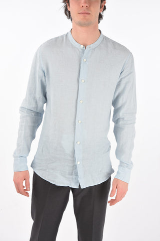 ZZEGNA linen slim fit  Mandarin Collar shirt
