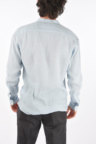 ZZEGNA linen slim fit  Mandarin Collar shirt