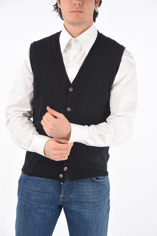 Front Buttoned Virgin Wool Vest