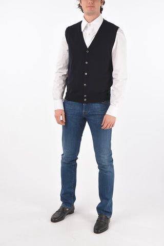 Front Buttoned Virgin Wool Vest