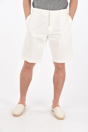 EZ LUXURY cotton and flax single pleat shorts