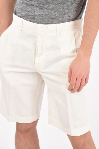 EZ LUXURY shorts a una pince in cotone e lino