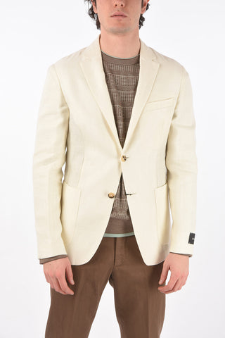 ZZEGNA wool and flax side vents notch lapel 2-button blazer