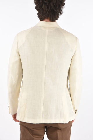 ZZEGNA wool and flax side vents notch lapel 2-button blazer