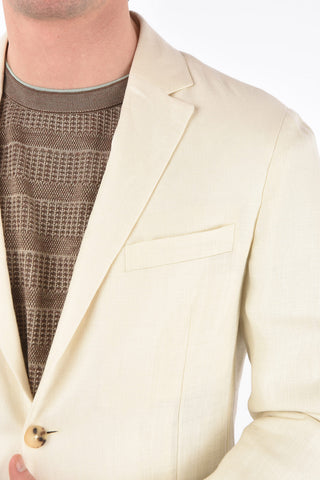 ZZEGNA wool and flax side vents notch lapel 2-button blazer