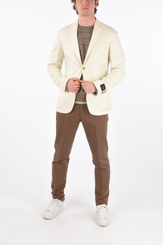 ZZEGNA wool and flax side vents notch lapel 2-button blazer
