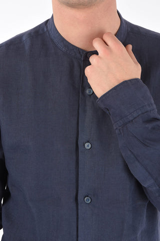 ZZEGNA flax mandarin collar shirt