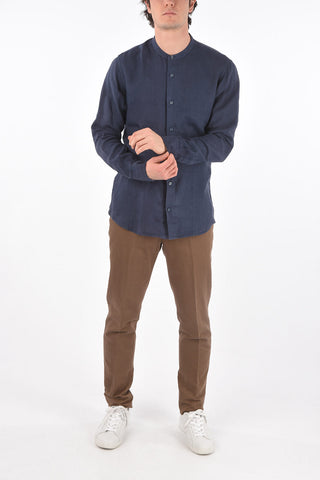 ZZEGNA flax mandarin collar shirt