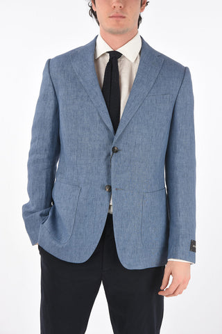 ZZEGNA flax side vents notch lapel 2-button blazer