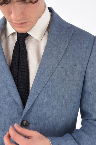 ZZEGNA flax side vents notch lapel 2-button blazer