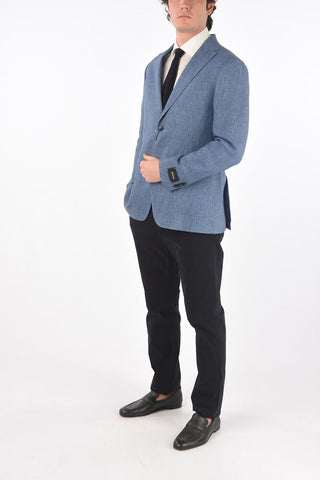 ZZEGNA flax side vents notch lapel 2-button blazer