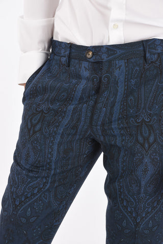 Pantaloni 4 Tasche in Lana Motivo Paisley