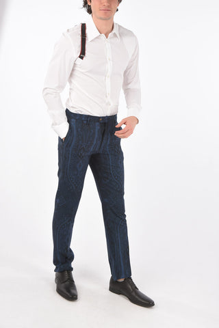 Pantaloni 4 Tasche in Lana Motivo Paisley