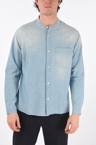 ZZEGNA mandarin collar shirt with breast pocket