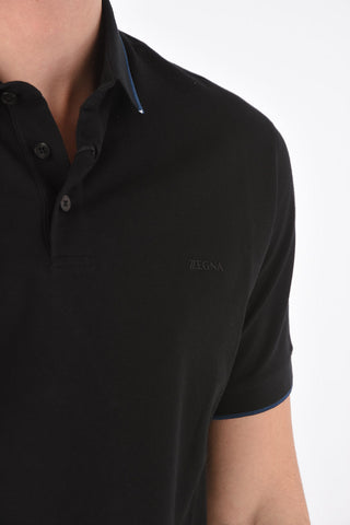 ZZEGNA stretch cotton 3 button polo shirt