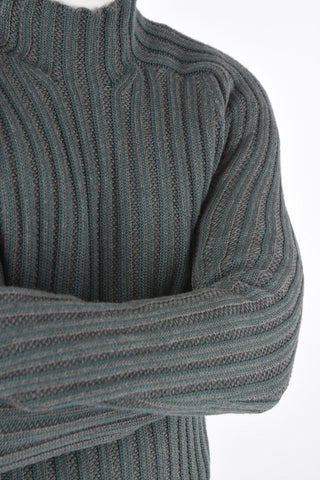 Mock Neck Two Tone Aran Virgin Wool Pullover