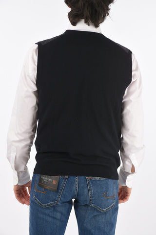V Neck Two Tone Virgin Wool Vest