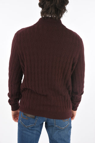 Front Zipped Mock Neck Cashmere Sweater