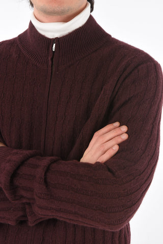 Front Zipped Mock Neck Cashmere Sweater