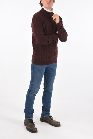 Front Zipped Mock Neck Cashmere Sweater