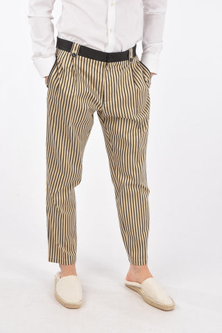 Pantaloni a Righe in Lana e Seta