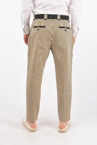 Pantaloni a Righe in Lana e Seta
