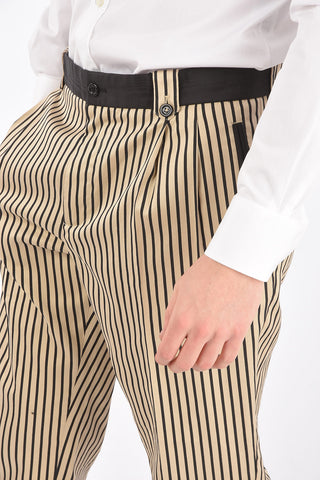 Pantaloni a Righe in Lana e Seta