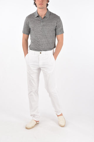 ZZEGNA pantaloni in cotone stretch con passanti