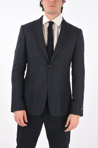ZZEGNA flax and wool 2-buttons blazer with patch pockets