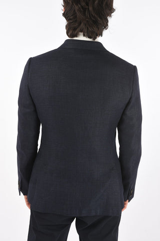 ZZEGNA flax and wool 2-buttons blazer with patch pockets