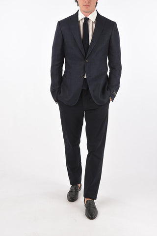 ZZEGNA flax and wool 2-buttons blazer with patch pockets