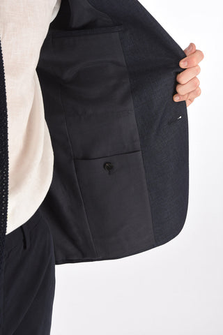 ZZEGNA flax and wool 2-buttons blazer with patch pockets