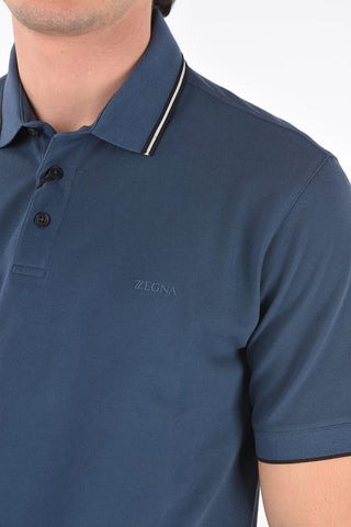 ZZEGNA stretch cotton 3 button polo shirt