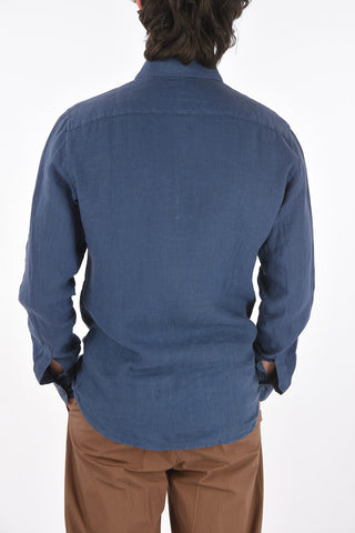 ZZEGNA flax spread collar shirt