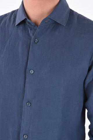 ZZEGNA flax spread collar shirt