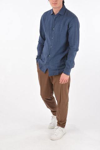 ZZEGNA flax spread collar shirt