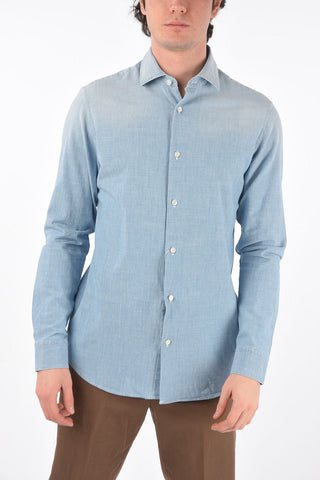 ZZEGNA slim fit spread collar shirt
