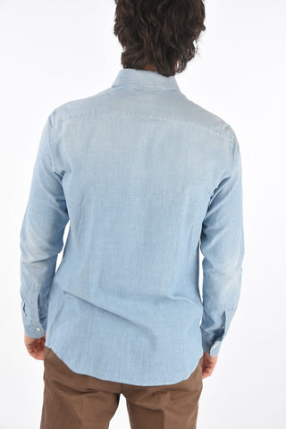 ZZEGNA slim fit spread collar shirt