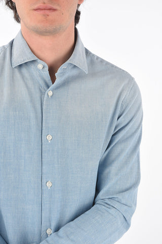 ZZEGNA slim fit spread collar shirt