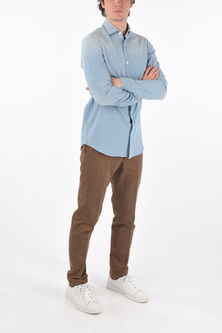 ZZEGNA slim fit spread collar shirt