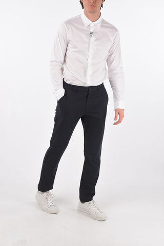 ZZEGNA regular waist belt lopts trousers