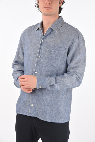 ZZEGNA camicia in lino con taschino