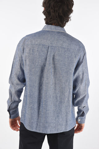 ZZEGNA camicia in lino con taschino