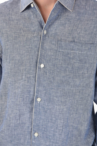 ZZEGNA camicia in lino con taschino