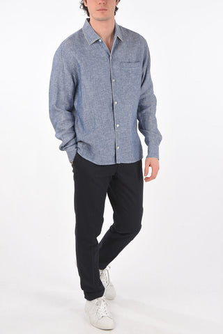 ZZEGNA camicia in lino con taschino