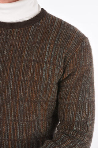 Crew Neck Check Patterned Cashmere Blend Pullover